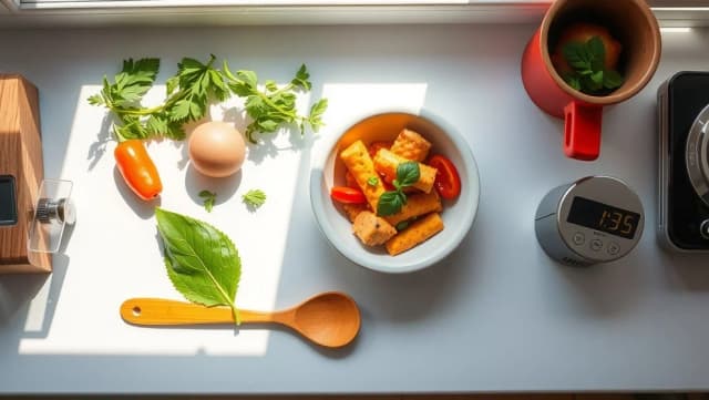 Enkel mat för en person som sparar tid